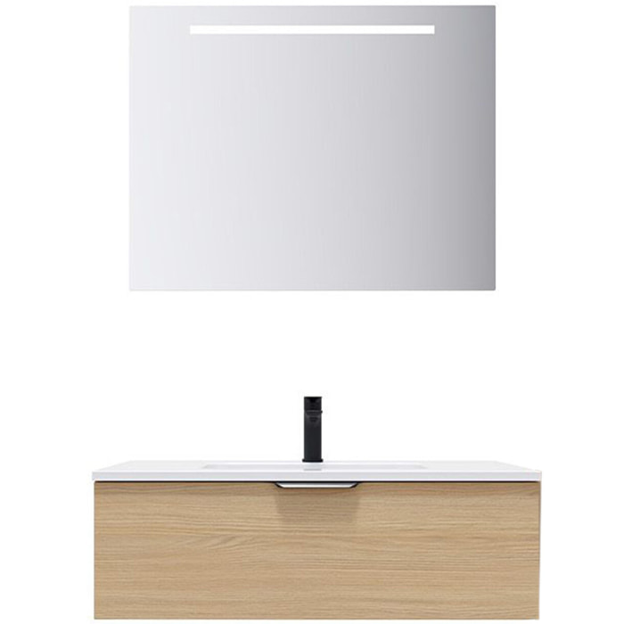 Ensemble vasque intégrée 1 tiroir + miroir - SOHO