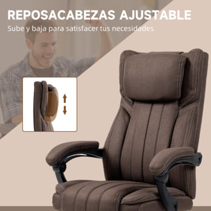 Silla de Masaje con 6 Puntos de Masaje Silla de Oficina Giratoria Silla de Escritorio Reclinable con Altura Ajustable Control Remoto Reposapiés y Reposacabezas Marrón Oscuro