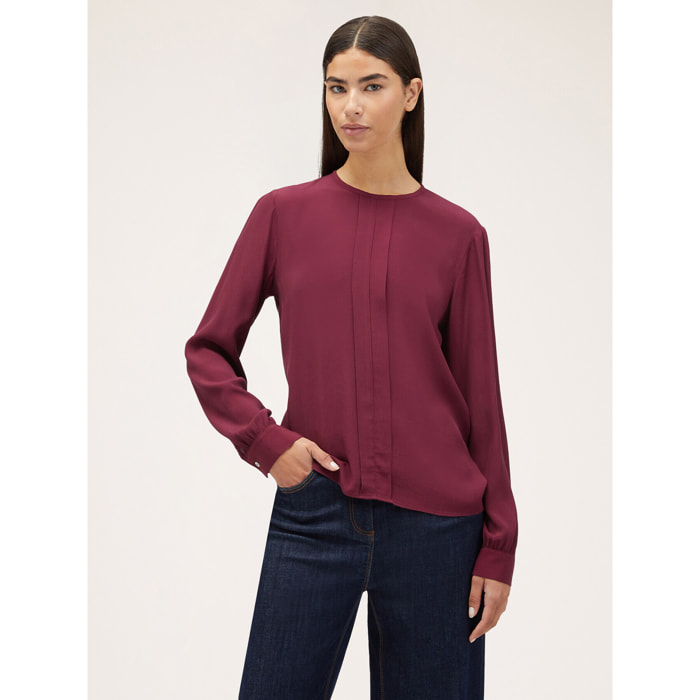 Motivi - Blusa vaporosa con pliegue - Burgundy