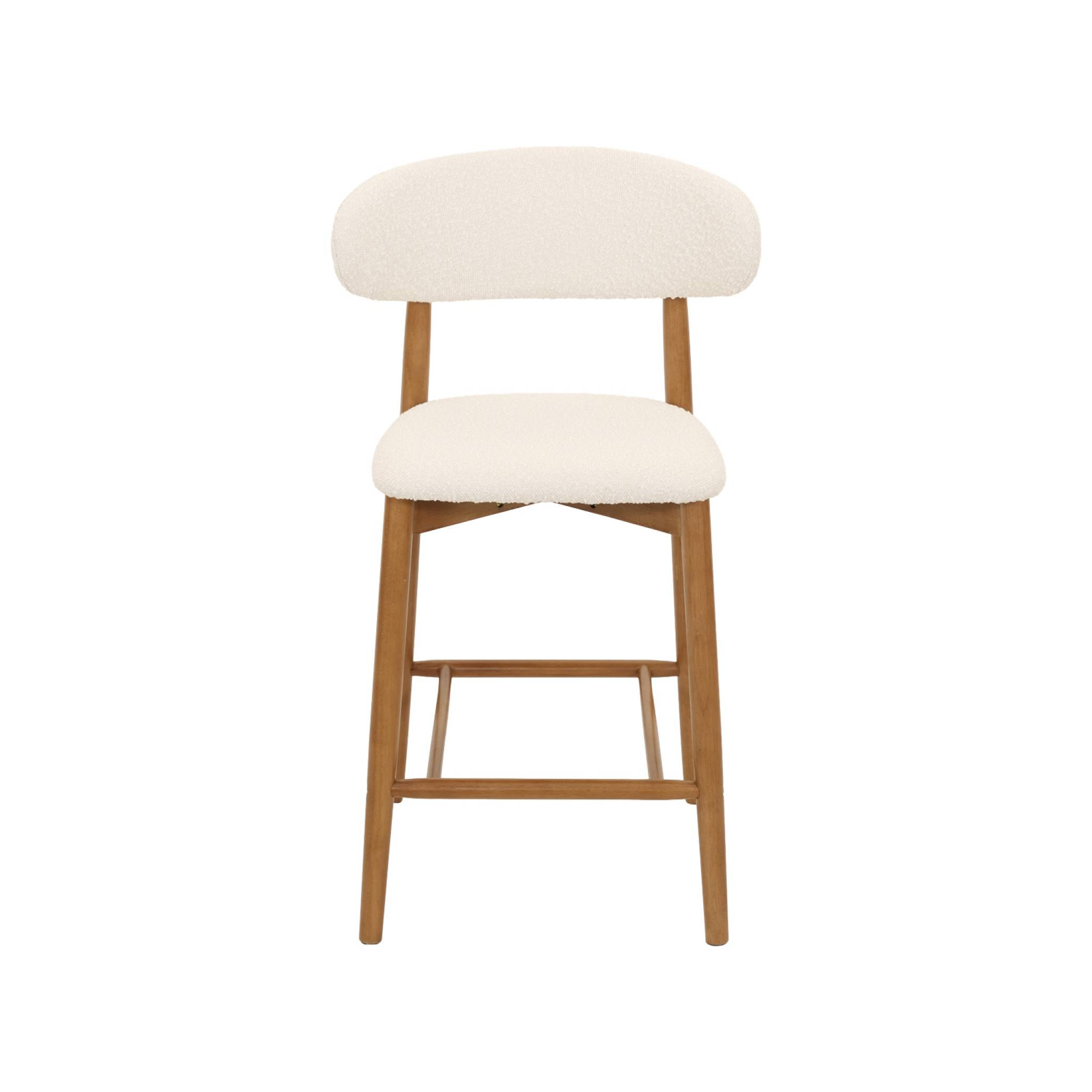 Tabouret de bar bois d'hévéa et tissu bouclette (lot de 2)  PAOLA