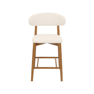 Tabouret de bar bois d'hévéa et tissu bouclette (lot de 2)  PAOLA