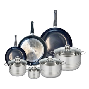 Ensemble de 3 Poêles de cuisson 20, 28 et 32 cm et 4 faitouts 12, 16, 20 et 24 cm Elo Prima Brillant