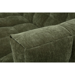 Canapé d'angle droit design 3 places en tissu effet velours vert kaki CORTO