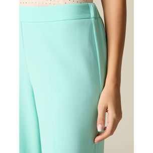 Oltre - Pantalones palazzo de tejido crepé - Green Water