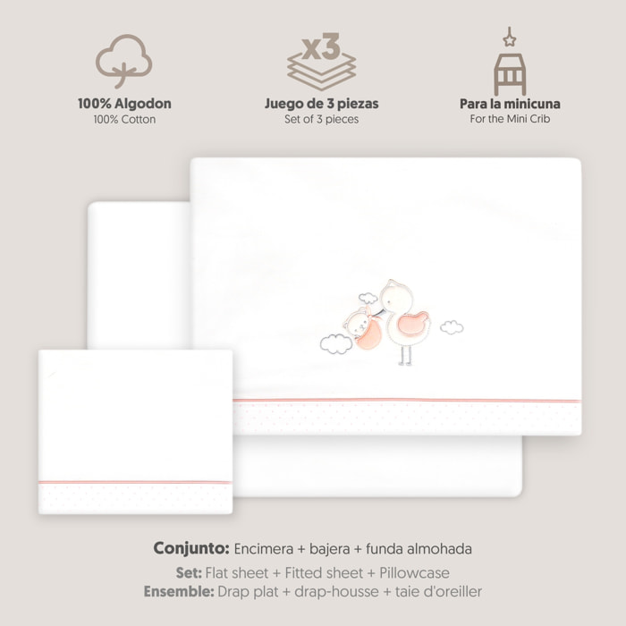 Triptico Minicuna Cigueña Oso Bco/Rosa