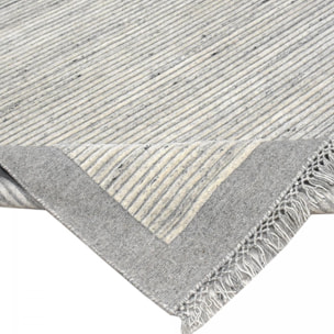 Tapis entièrement noué à la mains en laine motif Ligne grises