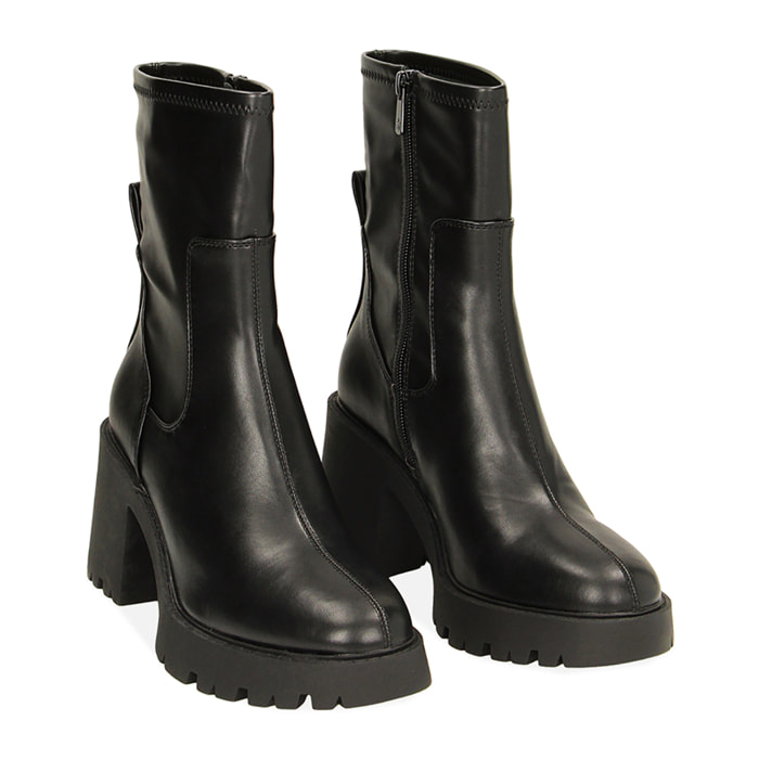 Ankle boots neri, tacco 8,5 cm