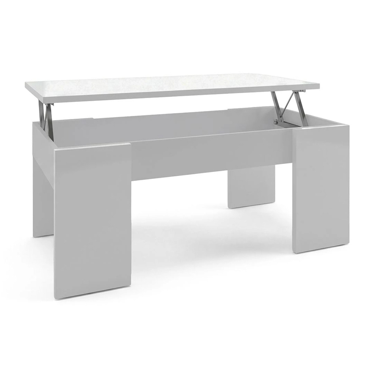Mesa de centro elevable con almacenaje en blanco artick 100x45-56 cm Vita Blanco Artik (Blanco Mate)