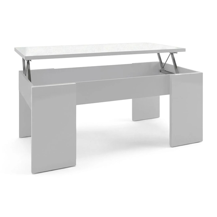 Mesa de centro elevable con almacenaje en blanco artick 100x45-56 cm Vita Blanco Artik (Blanco Mate)