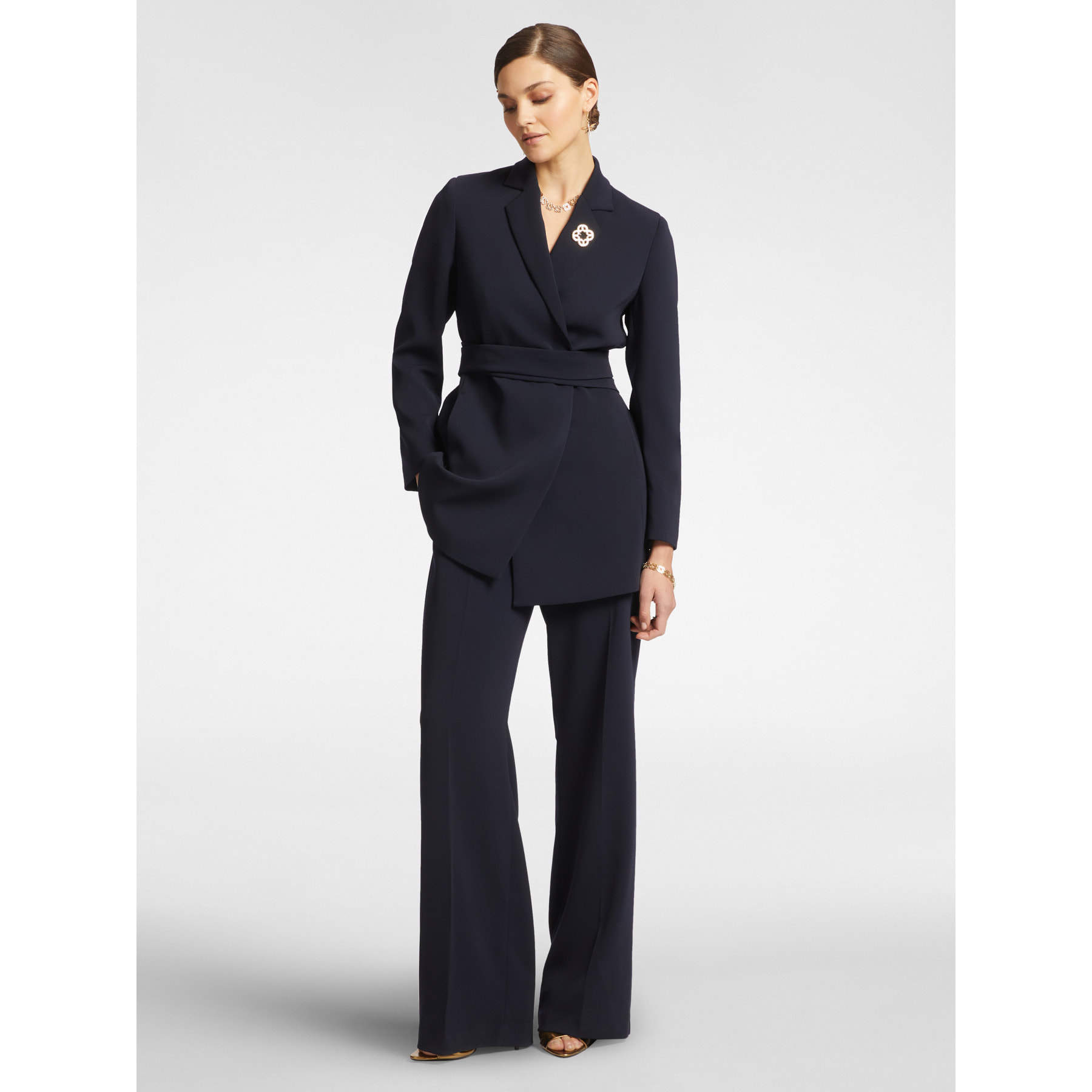 Elena Mirò - Pantaloni maschili in cady stretch - Blu