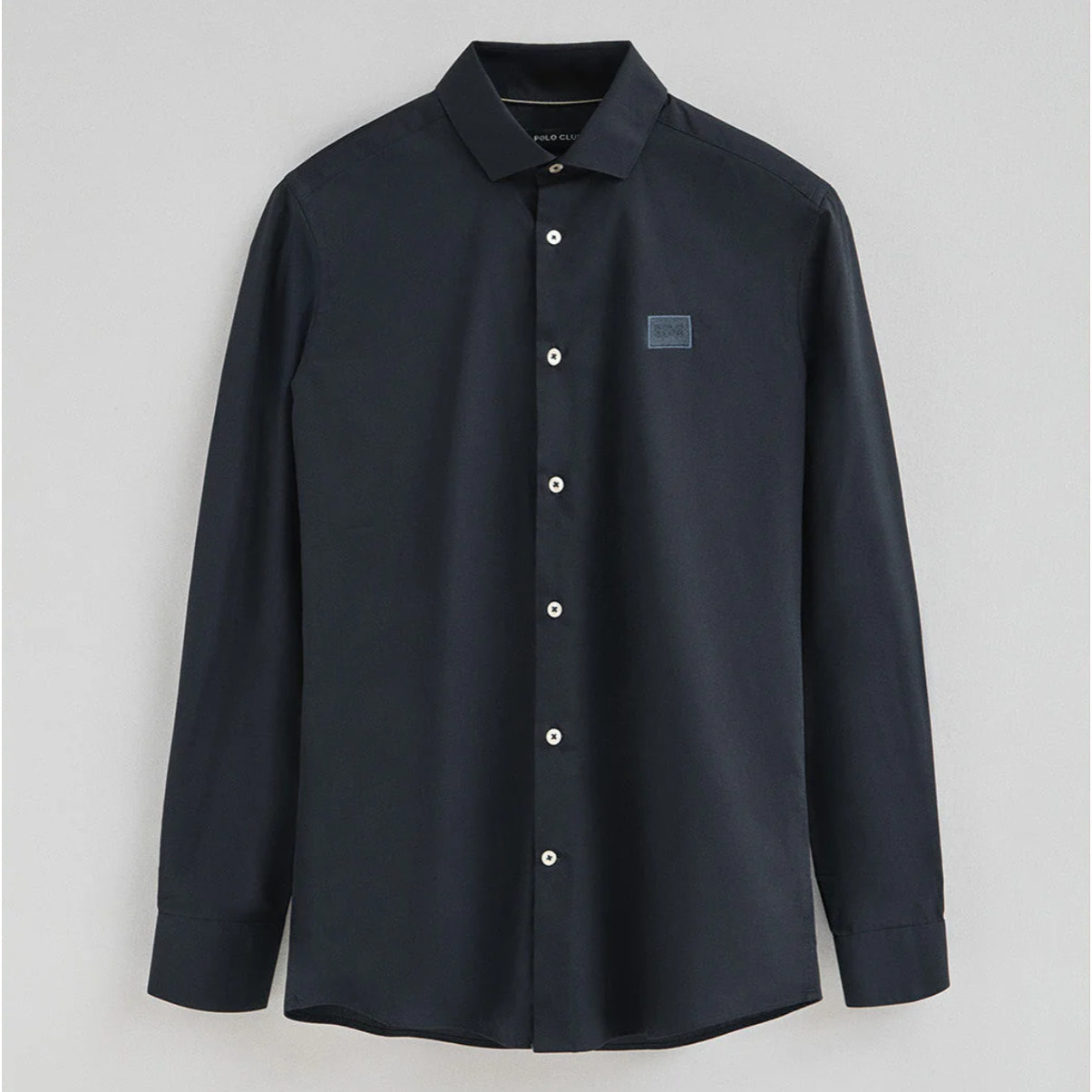 Camicia blu marino slim fit, con collo italiano e logo Polo Club