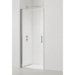 Fusion Porte de douche 100x195cm pivotante anticalcaire avec profilé chrome brillant (SATFUD100NIKA-SET)