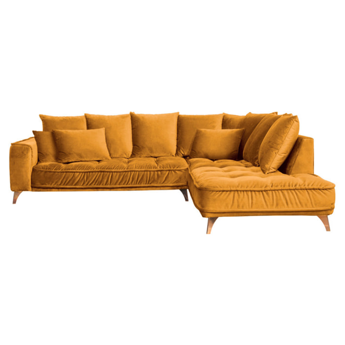 Canapé d'Angle Droit Velours Altamo, 4 Places, Housse Déhoussable, Style Scandinave