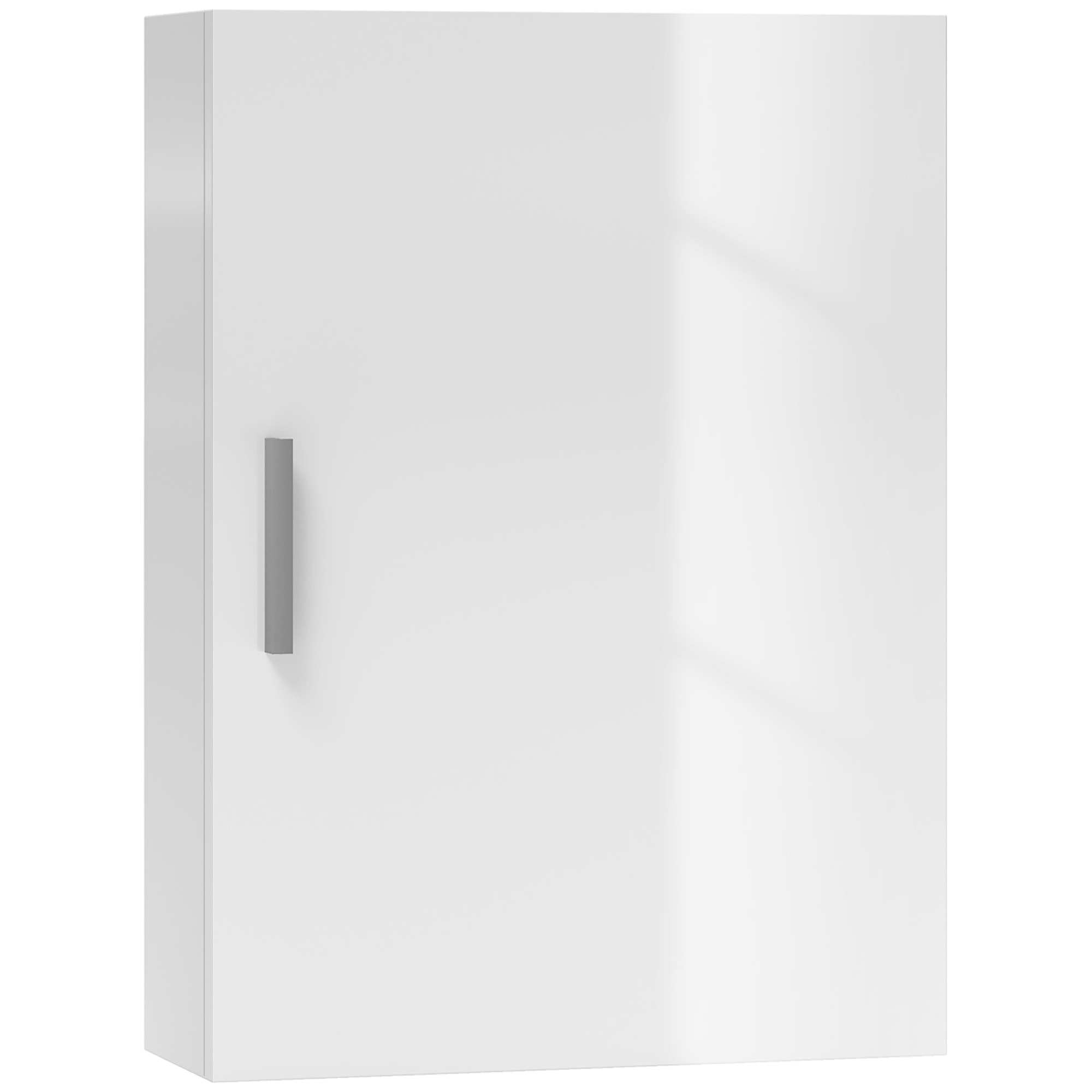 Armario de Baño Pared, Mueble de Baño Colgar con Estantes Ajustables de Vidrio Templado, Ahorro de Espacio, para Entrada, 40x15x55 cm, Blanco Brillo