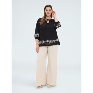Fiorella Rubino - Blusa con bordados florales - Negro