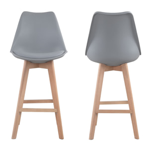 Lot de 2 tabourets scandinaves SVEN gris avec coussin