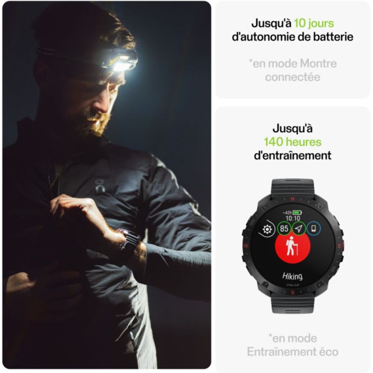 Montre sport POLAR GRIT X2 PRO Night Black S-L + H10