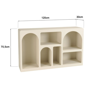 HELENA - Buffet 6 niches 120x30cm en bois peint couleur beige