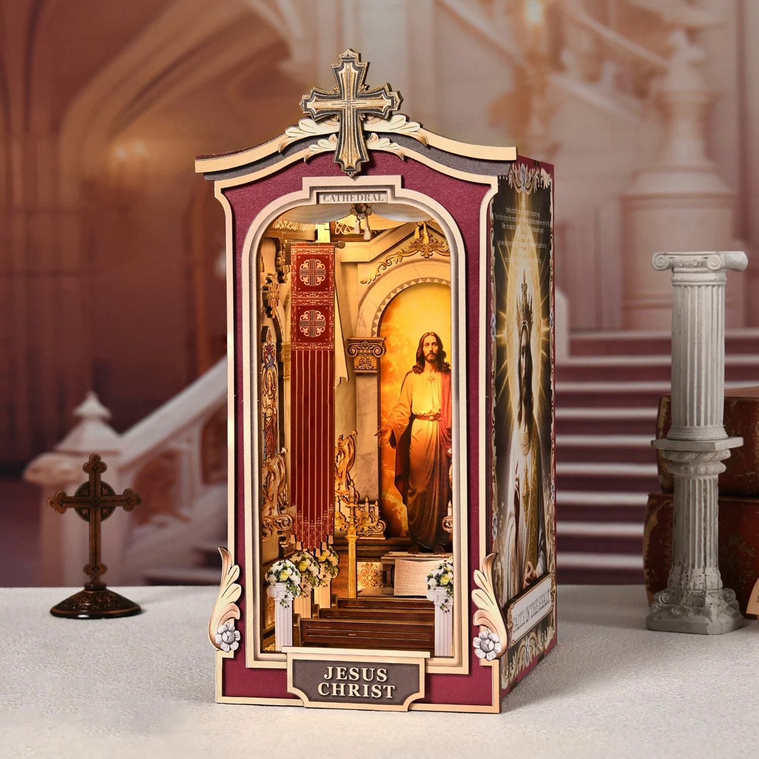 Maqueta de madera, diseño 3D realista con gran detalle y luces led.