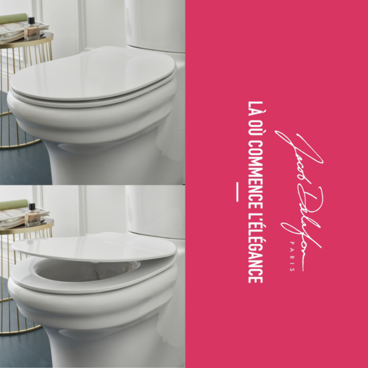 Pack WC suspendu sans bride Cléo 1889 + abattant frein de chute déclipsable + bâti support mur + plaque chromée