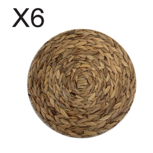 Lot de 6 sets de table rond en jacinthe d'eau JAVA