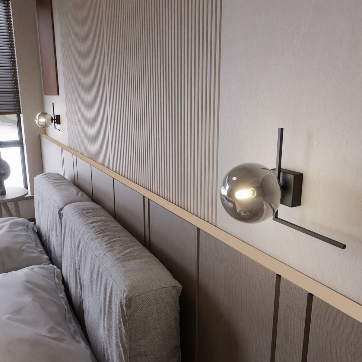 Lampada da soffitto Imago in acciaio nero e vetro grafite