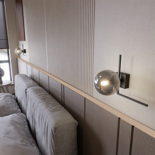 Lampada da soffitto Imago in acciaio nero e vetro grafite