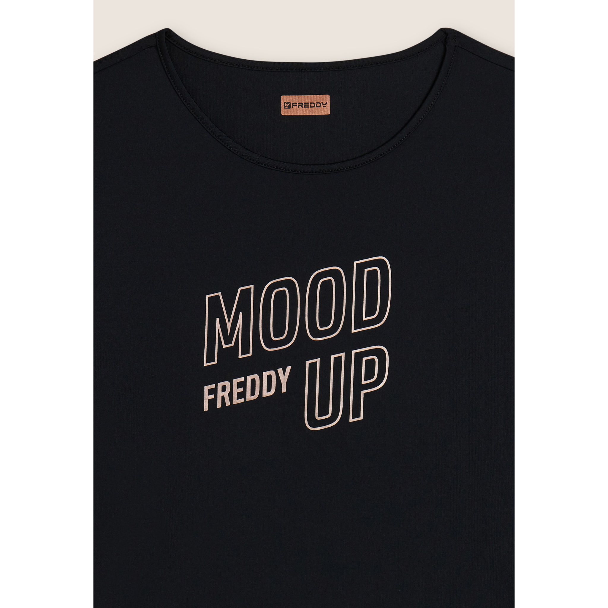 T-shirt cropped con maniche ampie e stampa Mood Up