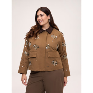 Fiorella Rubino - Chaqueta con bordados florales - Marrón