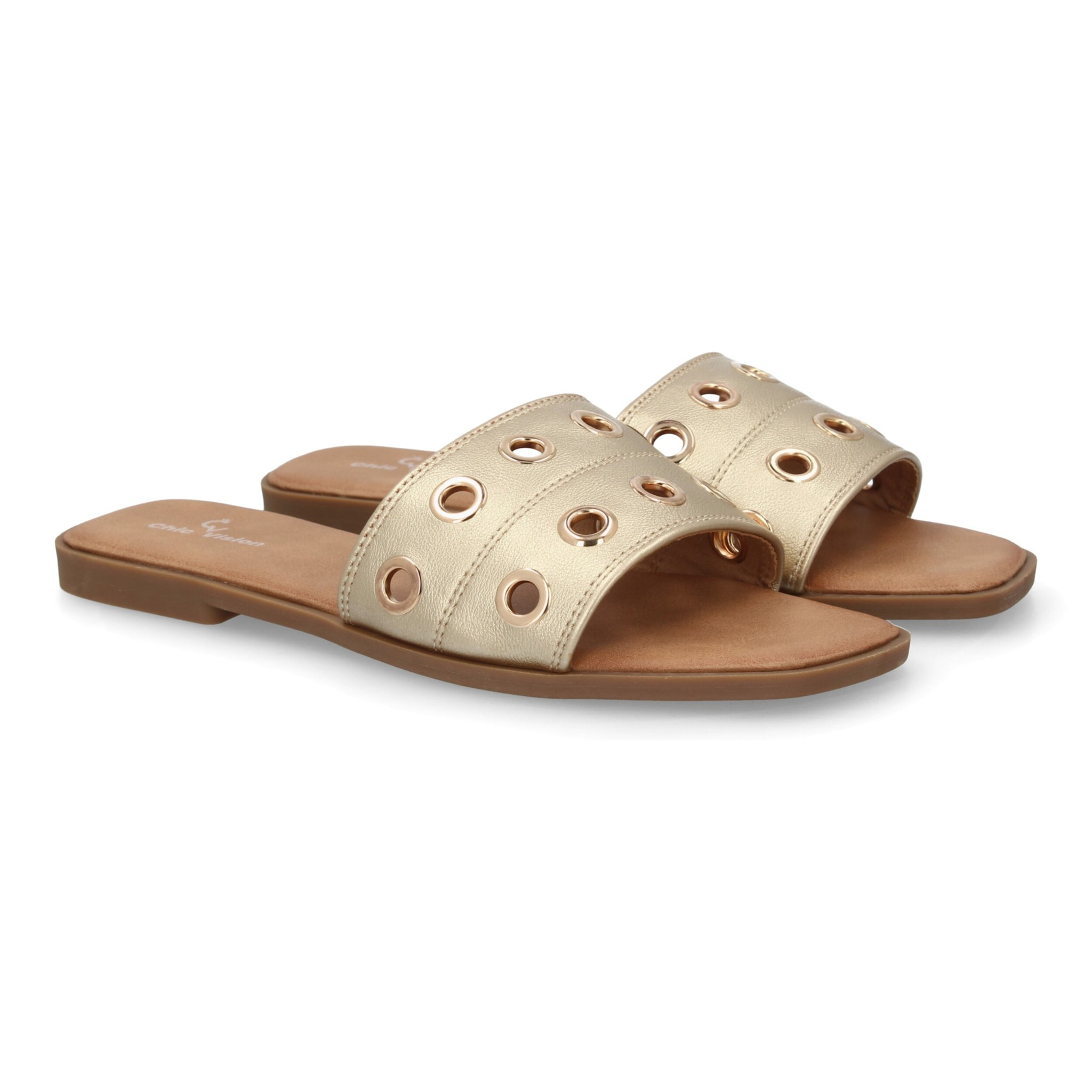 Sandalia pala mujer con ojales metálicos