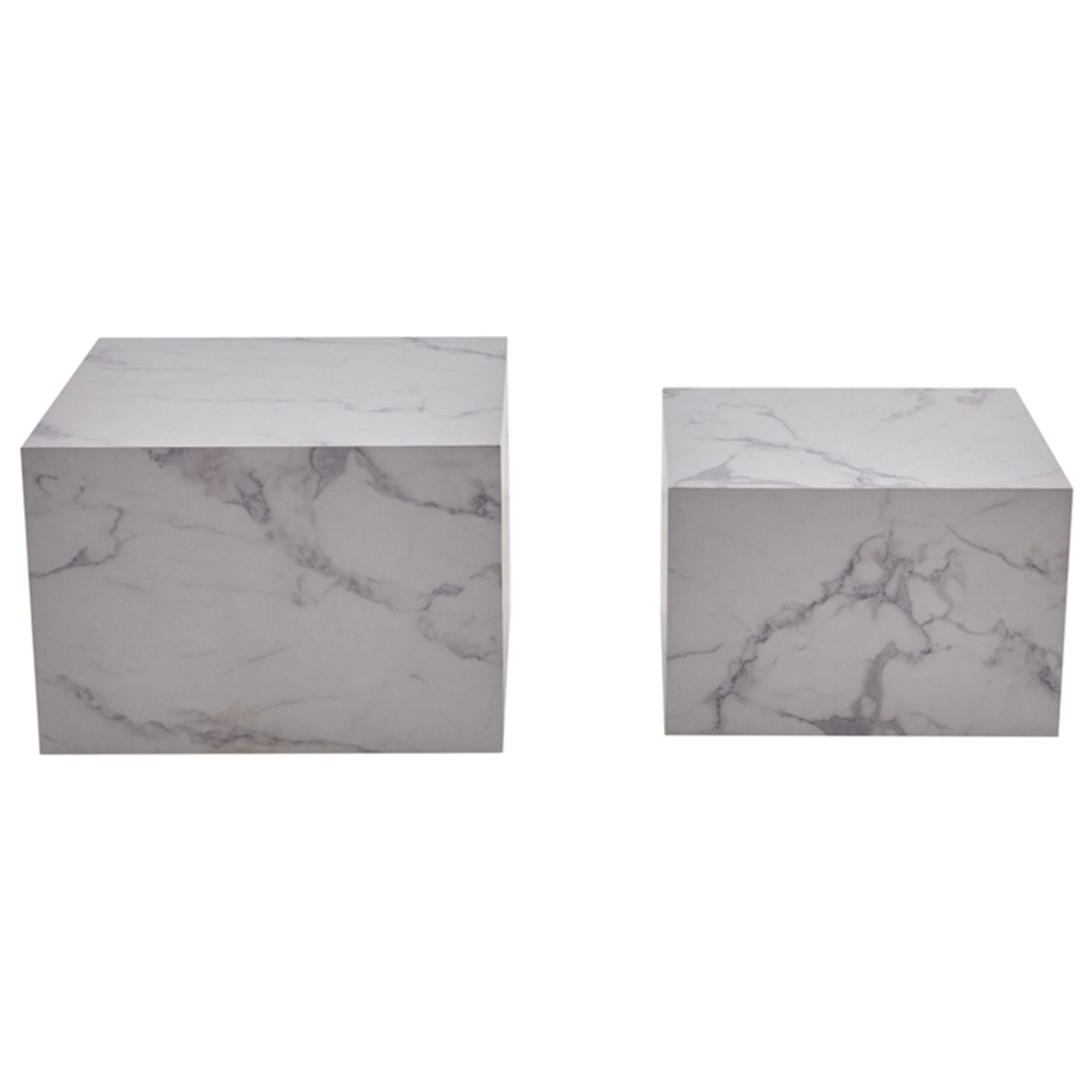 Fabio - lot de 2 tables basses - marbre blanc - Blanc