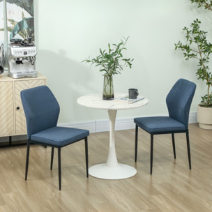 Juego de 2 Sillas de Comedor Modernas Sillas de Cocina con Asiento Acolchado y Tapizado Respaldo Curvo Patas de Acero para Salón Dormitorio Azul