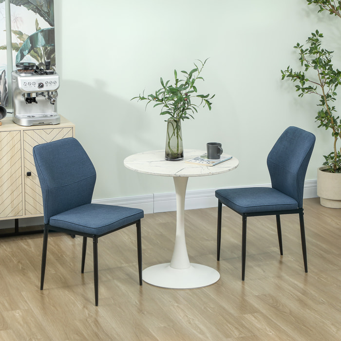 Juego de 2 Sillas de Comedor Modernas Sillas de Cocina con Asiento Acolchado y Tapizado Respaldo Curvo Patas de Acero para Salón Dormitorio Azul