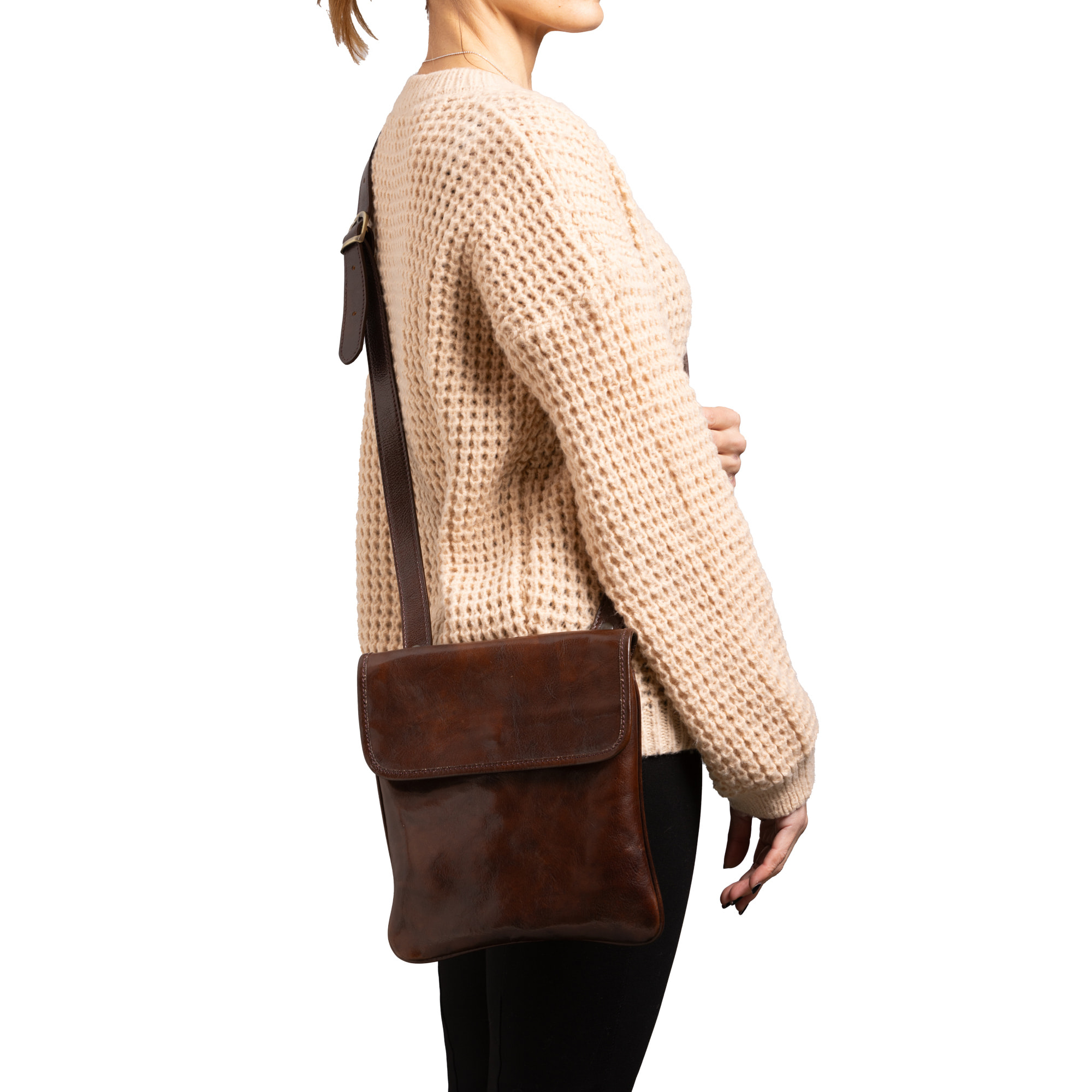 Borsa a tracolla  da uomo In Vera pelle Made in Italy 25x23x4 cm