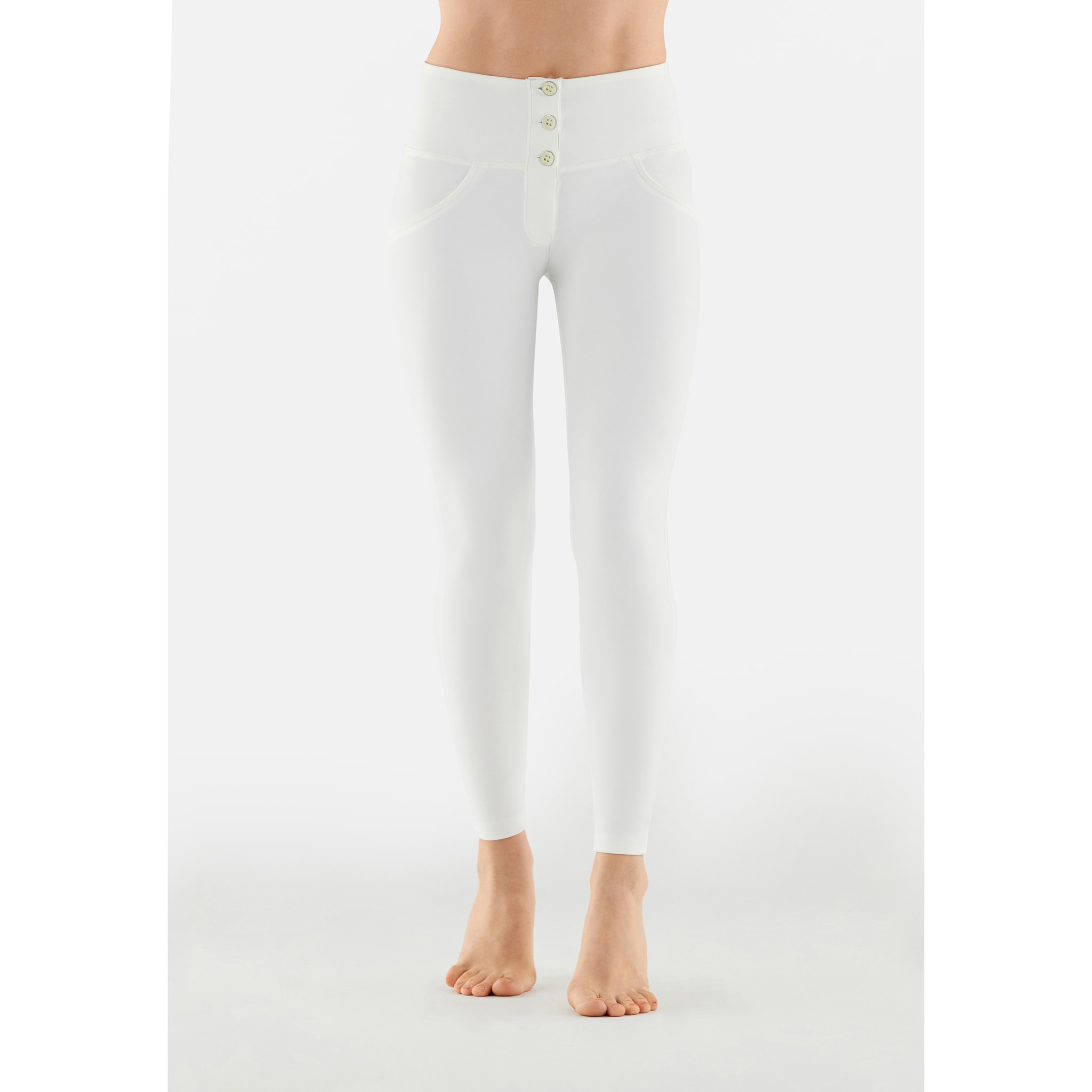 Pantaloni push up WR.UP® skinny vita alta bottoni similpelle