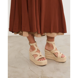 Sandalias de cuña Mirta Beige 11 cm