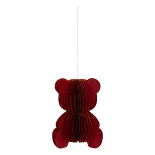 Sujet ourson papier H.12cm rouge