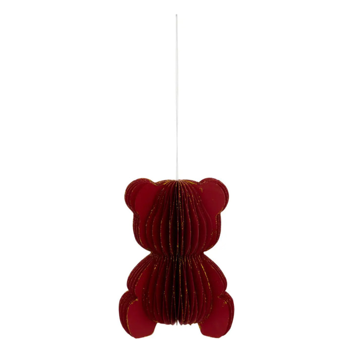 Sujet ourson papier H.12cm rouge