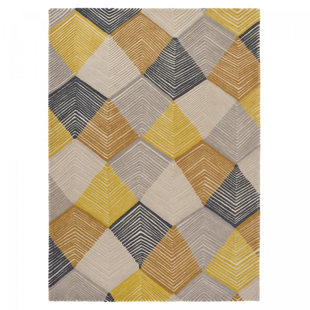 Tapis salon et chambre fait à la main en laine motif géométrique