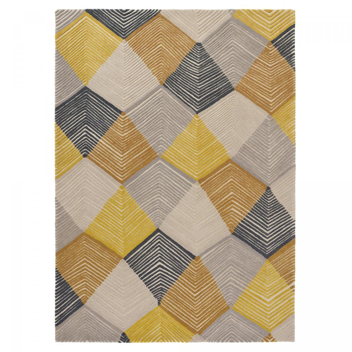 Tapis salon et chambre fait à la main en laine motif géométrique