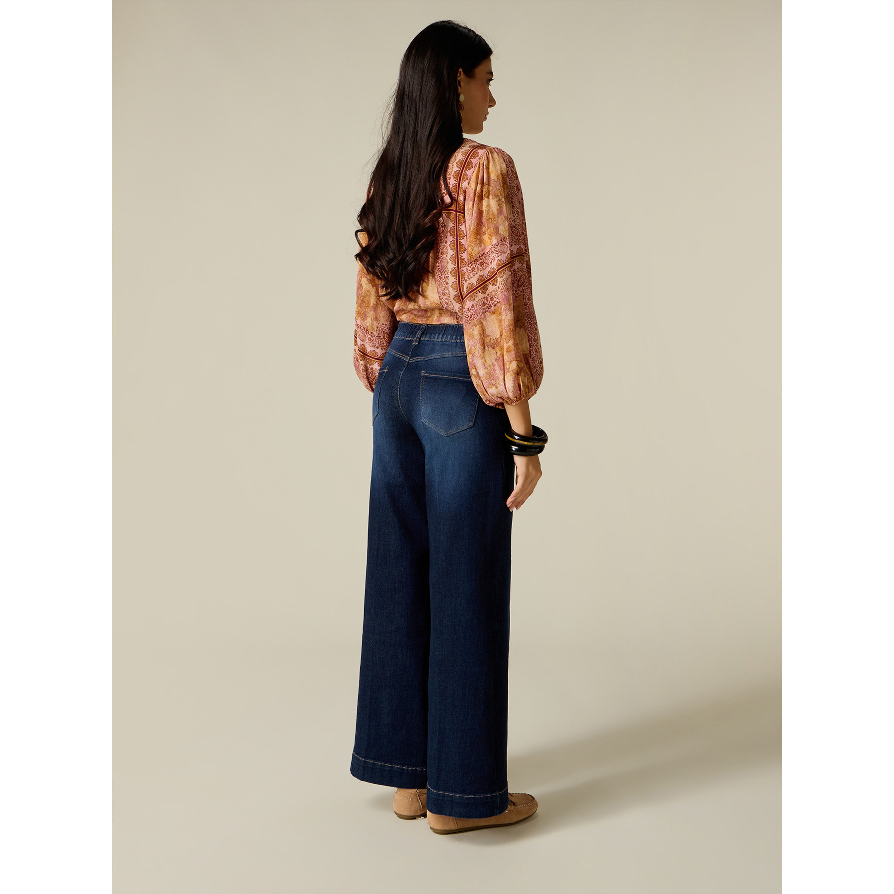 Oltre - Jeans wide leg a lavaggio scuro - Blu
