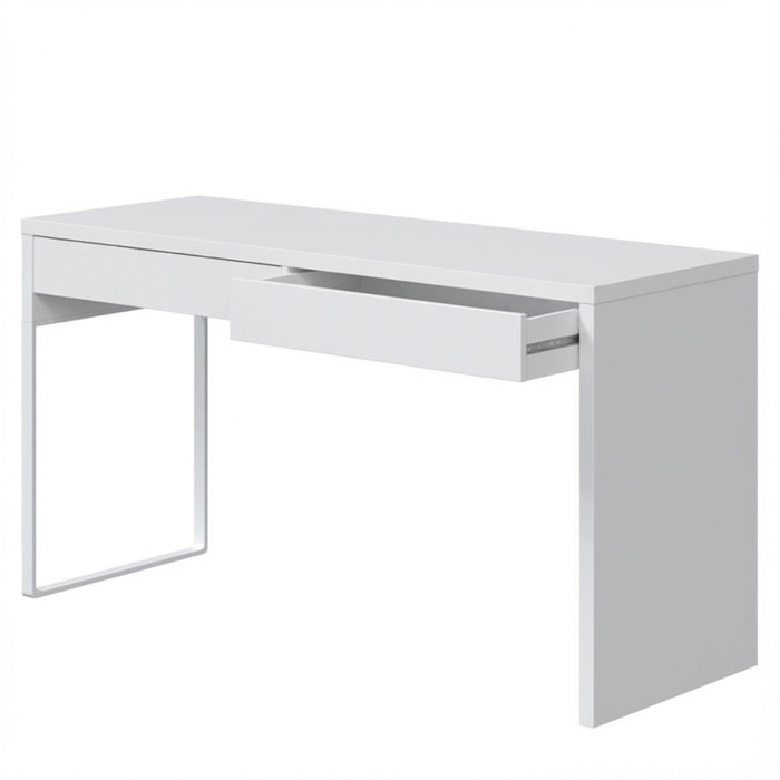 Scrivania Ufficio Home Office Studio Design Moderno Tavolo Lavoro Computer Cassetti Arredo Casa Professionale Ampia Superficie 138 x 50 x 75 Cm Bianco