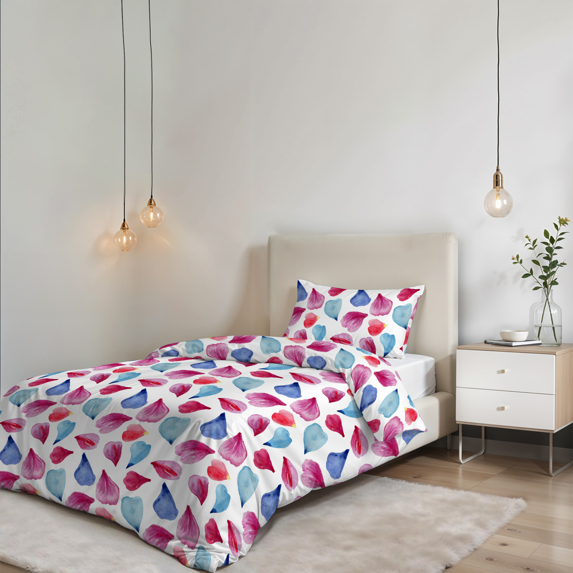COPRIPIUMINO FANTASY, 100% Microfibra, No Stiro - PETALI