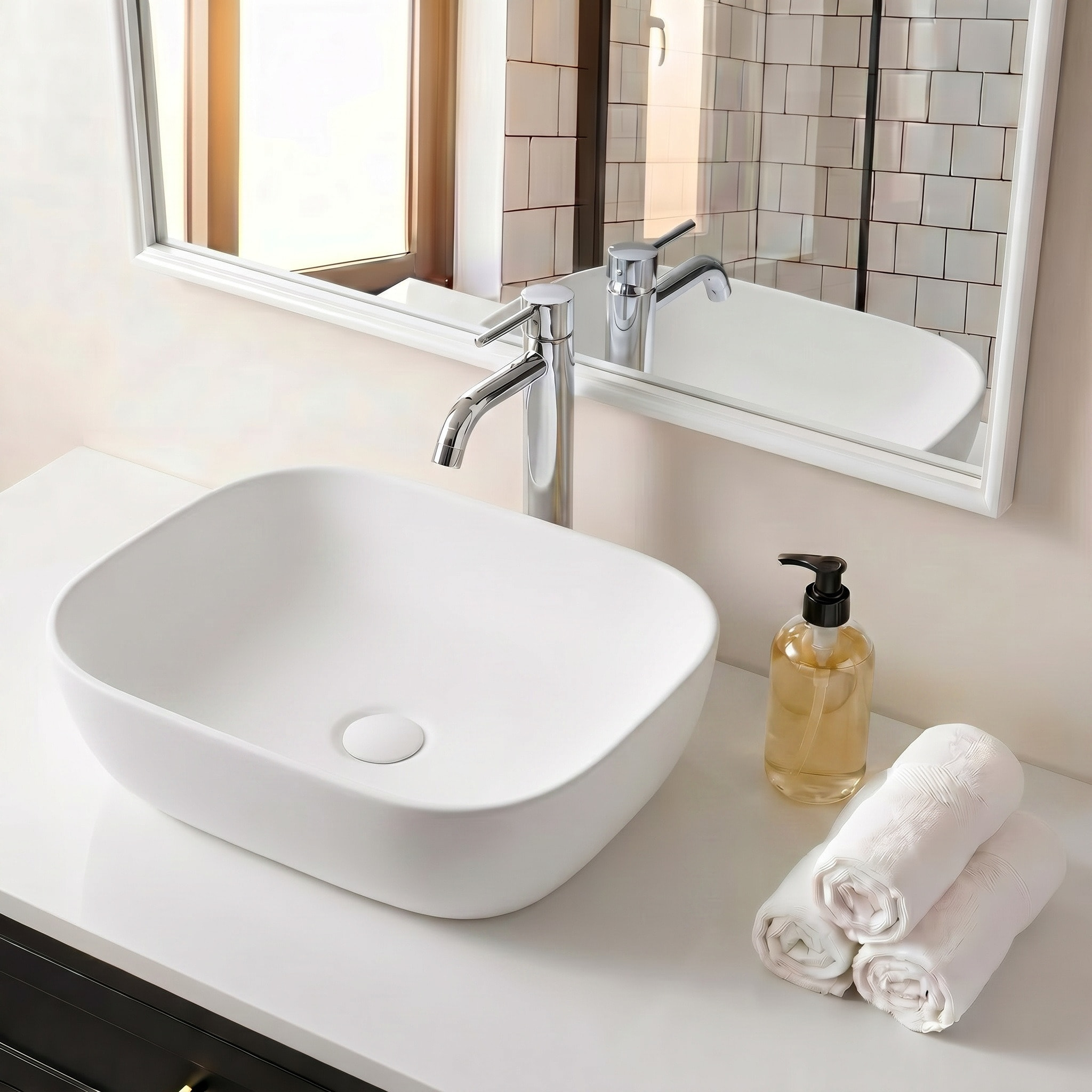 Vasque à poser 45,5 x 32,5 x 13,5 cm sans trop-plein blanc mat Infinitio SAT (SATINF4532M)