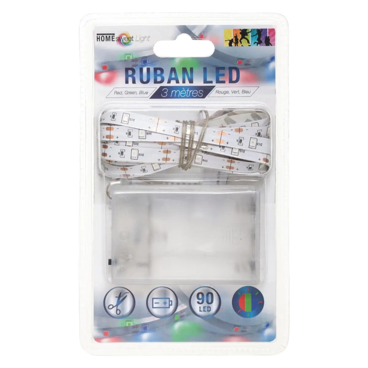 Ruban LED à pile multicolore L330cm