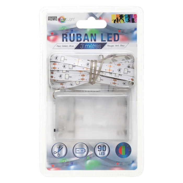 Ruban LED à pile multicolore L330cm