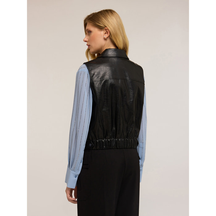 Motivi - Gilet in tessuto spalmato - Nero