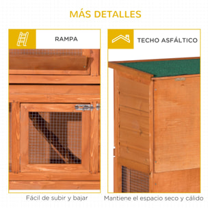 Conejera de Madera Exterior 120x48x100 cm de 2 Niveles Jaula con Techo de Asfalto Abrible Puertas y 2 Bandejas Extraíbles