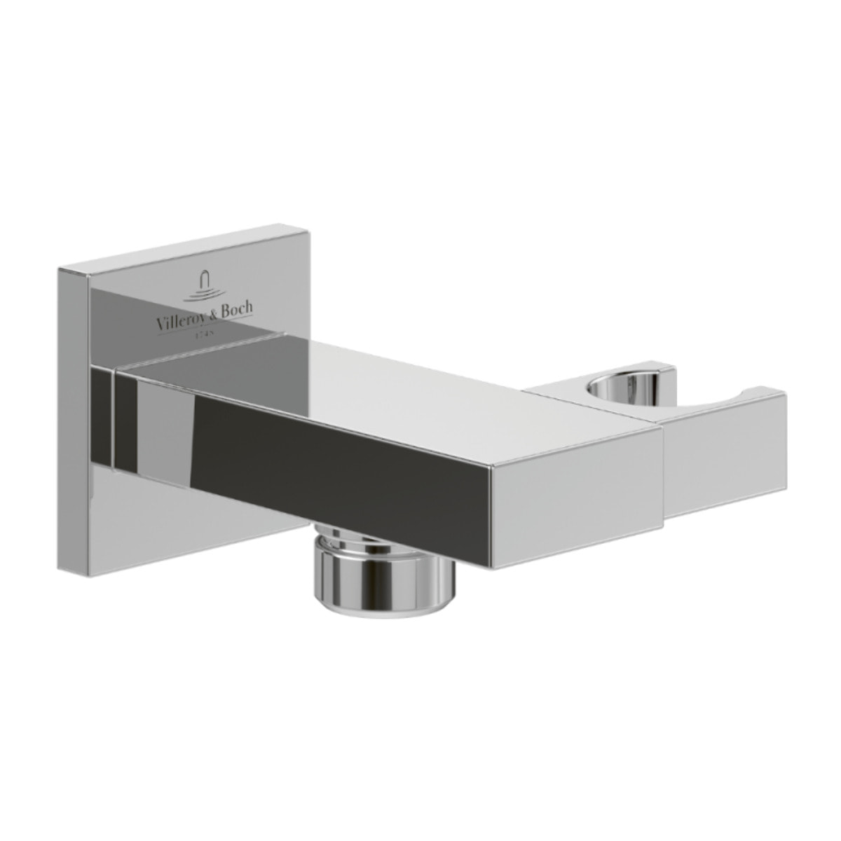 Support mural pour douchette avec raccordement Universal Showers rectangulaire chromé