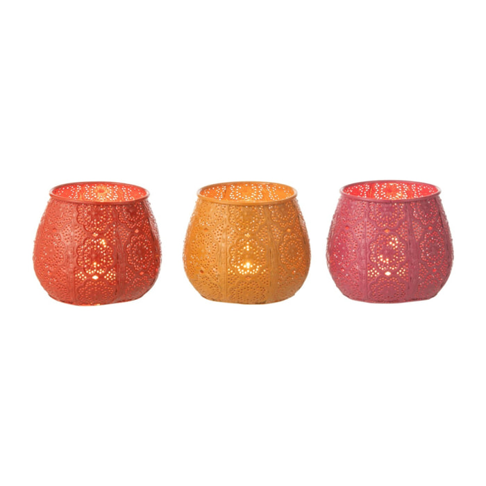 J-Line photophore Cylindre - métal/verre - multicolore - small - 3 pièces